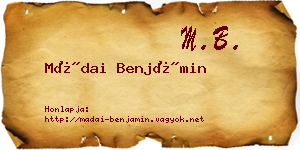 Mádai Benjámin névjegykártya